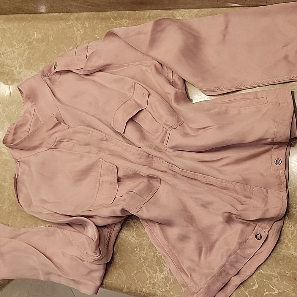 *Rails Rowen Silk-like Twill Shirt Jacket in Blush, M